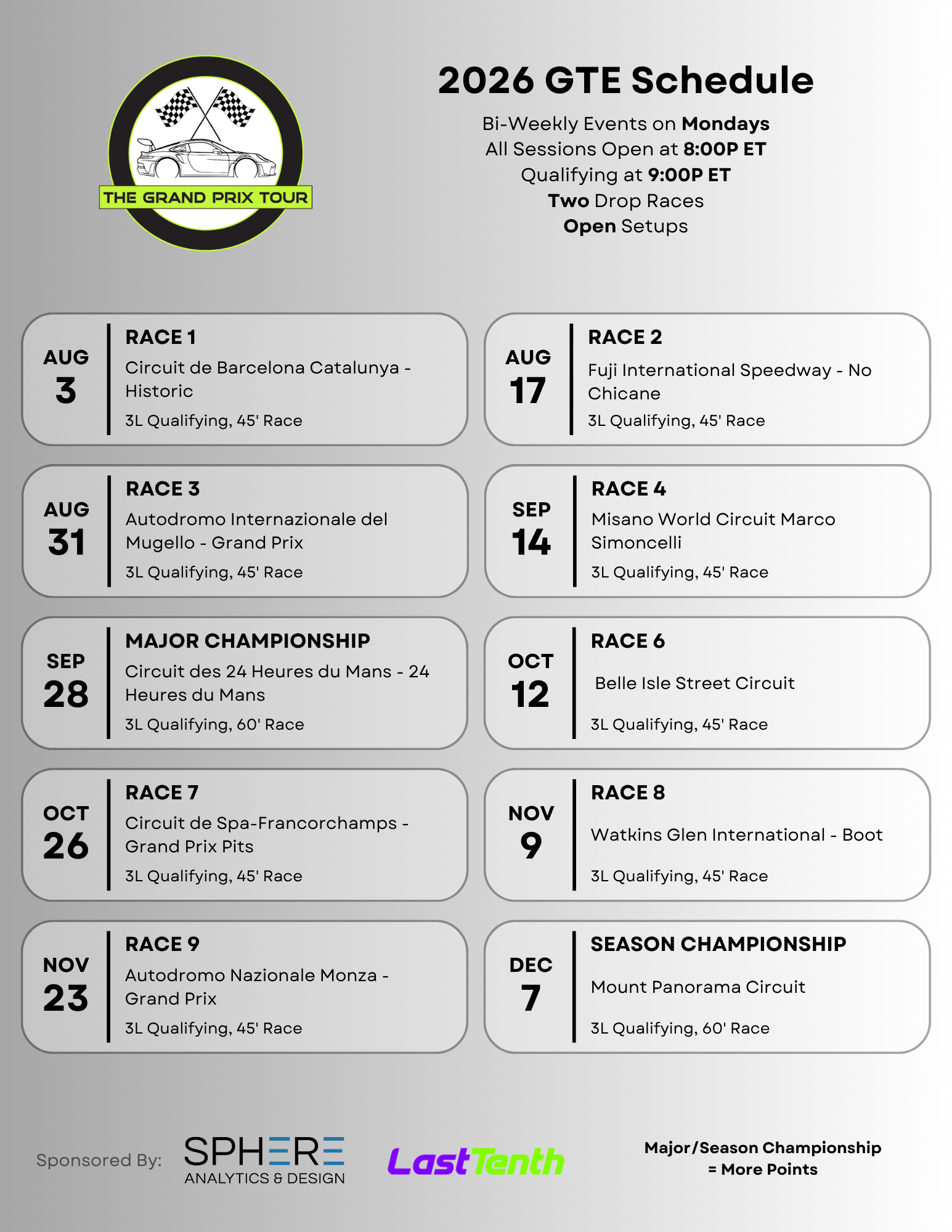 GTE Schedule